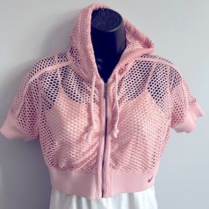 Nike Mesh Zip Dance Crop Hoodie in Pink